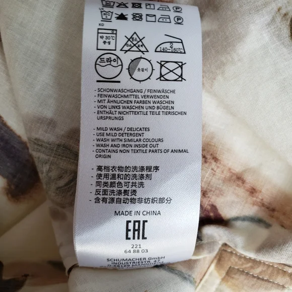 DOROTHEE SCHUMACHER ABSTRACT FLORAL NEUTRAL HIGH, LOW BLOUSE SIZE S/M - Picture 14 of 16